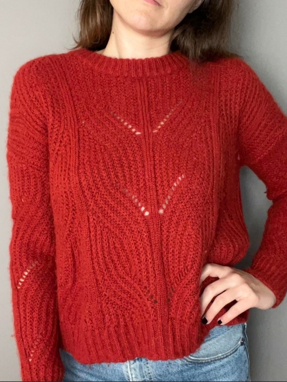 Madewell Red Crewneck Knit Sweater